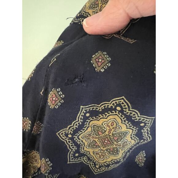 Liz Claiborne Navy Blue Pleated Thick Rayon Mandala Boho Print Midi Skirt XS 0 - Picture 5 of 7